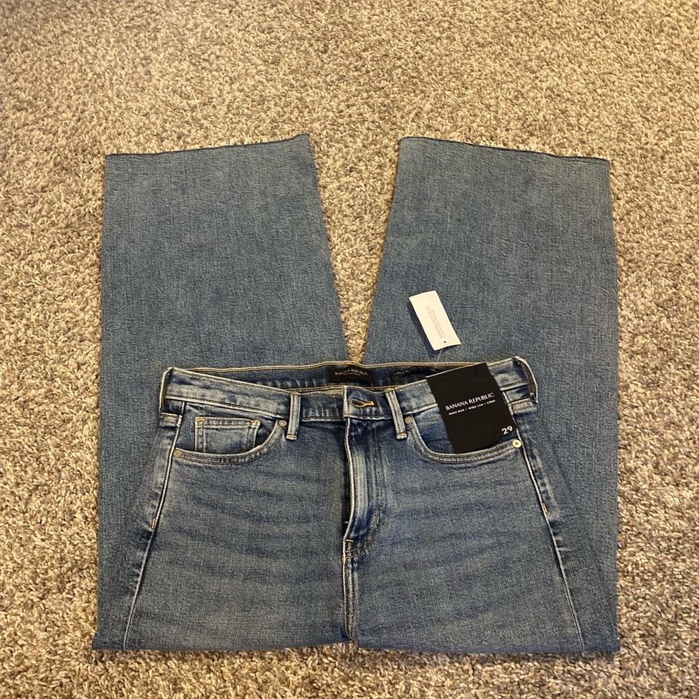 NWT High Rise Wide Leg Cropped Undone Hem Banana Republic Jeans